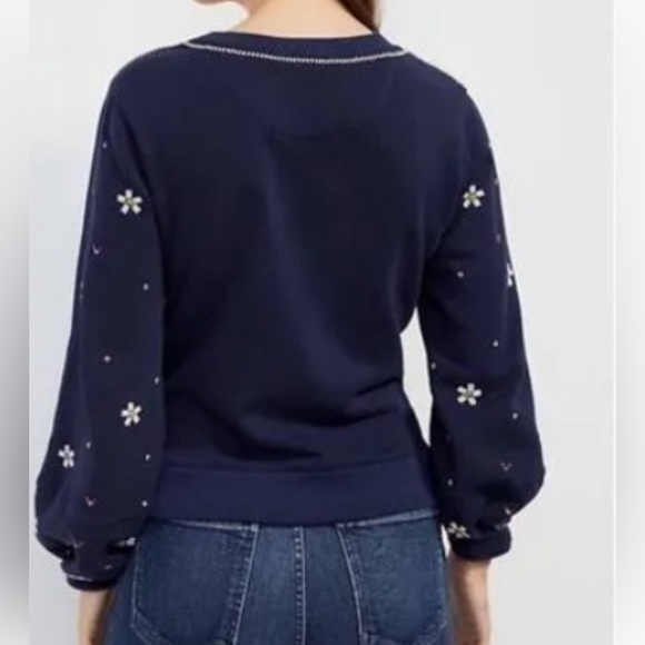 NWT Anthropologie Maeve embroidered beaded sweatshirt - Picture 4 of 6